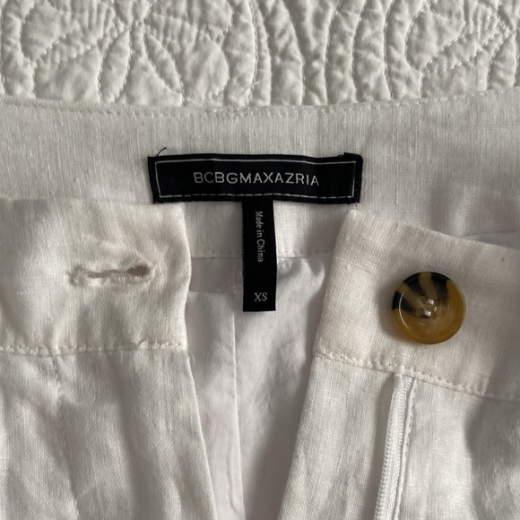 BCBGMaxAzria Maelyn Wide Leg Linen Crop Pants Palazzo White XS 25 - Picture 5 of 17